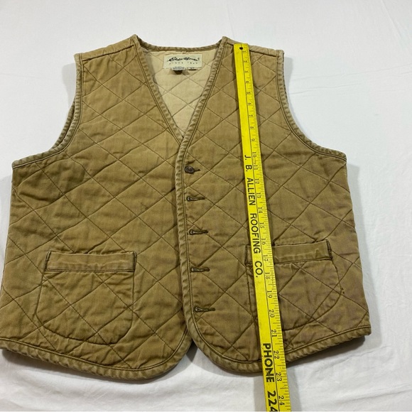 Eddie Bauer Quilted Vest Tan S/P Men’s Button Down quilted Casual Vest P… - Picture 4 of 7